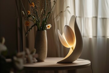 An elegant table lamp imitating a flower for the interior.