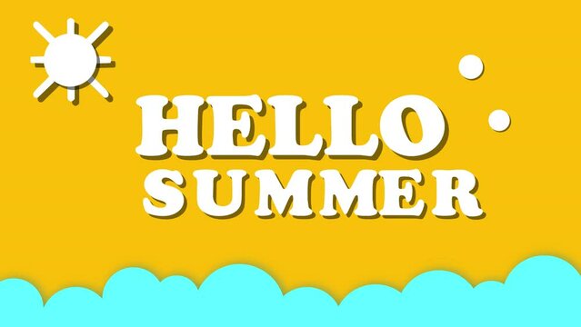 hello summer design animation text video with sky background