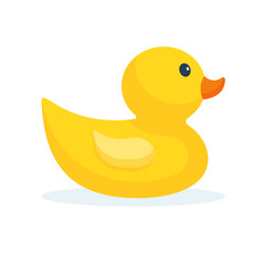 Toy duck. Inflatable rubber duck for a bath. Cartoon style children's toy. Vector illustration flat design. Isolated on white background.