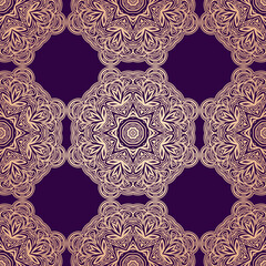 Seamless background with geometric and floral elements. Tribal ethnic mandala ornament for scarf, shawl, hijab design. vector