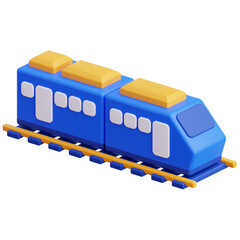 PNG 3D train icon isolated on a white background