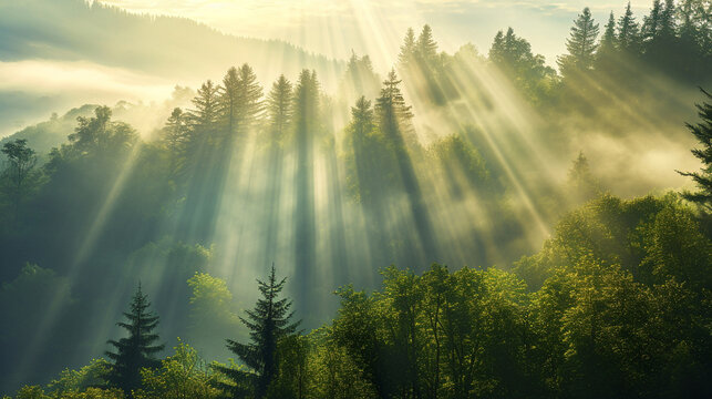 Amazing light show above the tree tops of boreal forest. Generative Ai