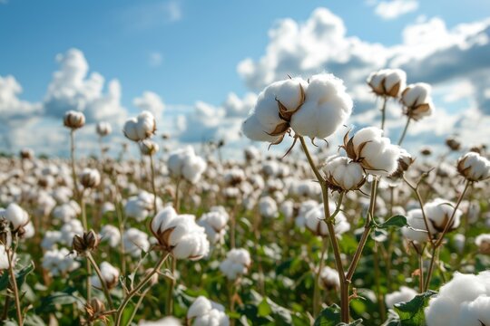 Close-up, Cotton field background 