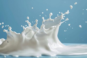 Obraz na płótnie Canvas Milk splash isolated on blue background