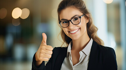 Portrait of a business woman , casually dressed, female secretary, wearing glasses 