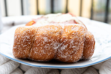 A cartocci, a Sicilian speciality pastry with dough and granulated sugar, Palermo, Italy