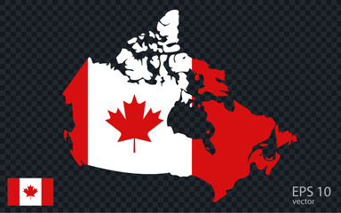 Vector map of Canada. Vector design isolated on grey background.
