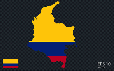 Vector map of Colombia. Vector design isolated on grey background.
