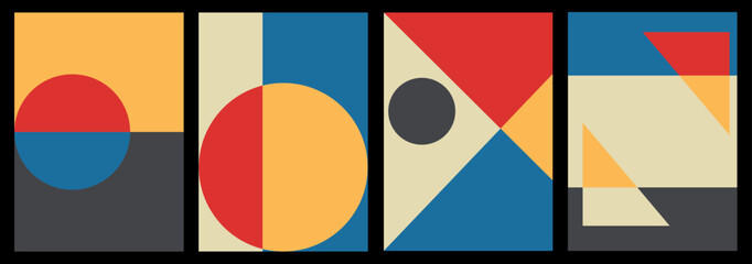 Obraz premium Company identity brochure template collection. Business presentation vector A4 vertical orientation front page mock up set. Corporate report cover abstract geometric illustration design layout bundle.