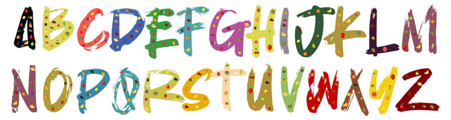 Alphabet color full fruit font