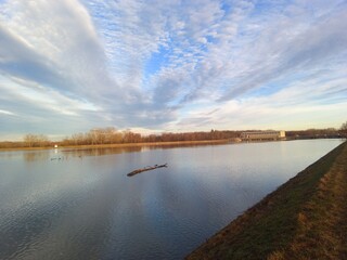 sunset over the river