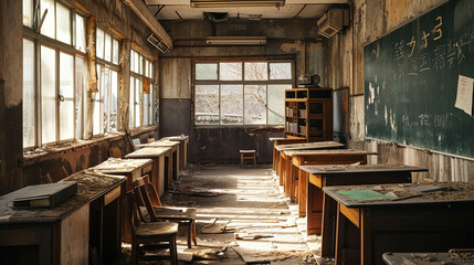Obraz premium Abandoned school buildings.