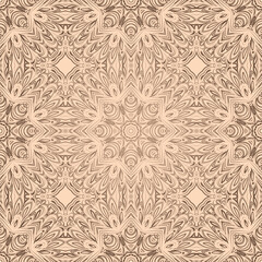 Seamless pattern, repeating lace texture for textile fabric print. Background with geometric and floral elements. Vector