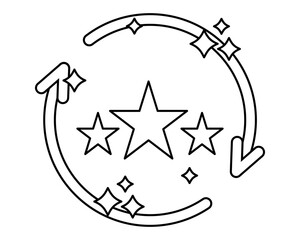Exclusive benefits icon black and white - star with exchange arrow.