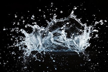abstract water splash with black background - obrazy, fototapety, plakaty