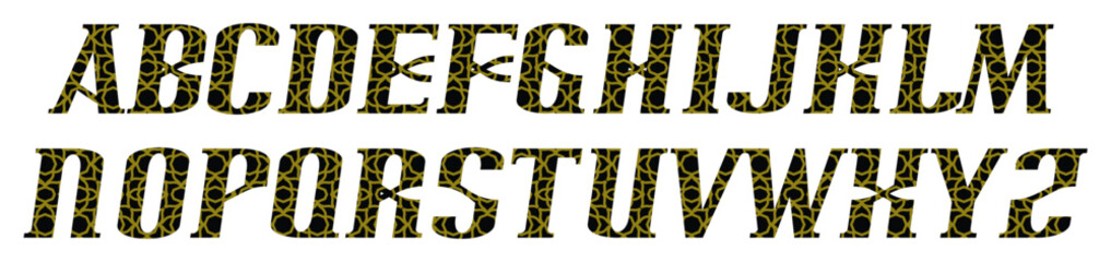 Alphabet font vector black and gold Texture