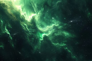 Fototapeta na wymiar Green nebula space background
