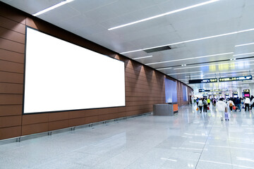 Blank billboard at the airport - obrazy, fototapety, plakaty