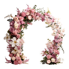 Wedding flowers arch, isolated on transparent or white background