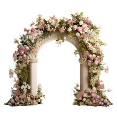 Luxury wedding arch with multi flower, isolated on transparent or white background
