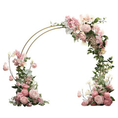 Backdrop wedding arch with multi flower, solated on transparent or white background