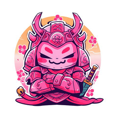 Cute japanese warrior with katana for your project