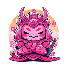 Fototapeta premium Cute japanese warrior with katana for your project