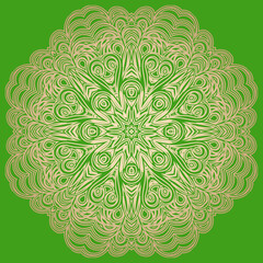 Circular pattern in form of mandala for Henna, Mehndi, tattoo, decoration. vector illustration.