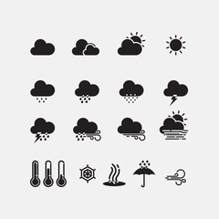 Obraz premium 16 simple daytime weather icons with a block style