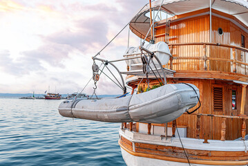 Pleasure ship on the sea waves