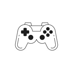 Y2k gamepad joystick virtual game playing controller monochrome line retro groovy icon vector © provectors