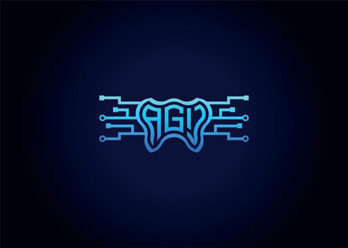 Letter AGJ Modern Technology Vector Monogram Dental care shape Logo.