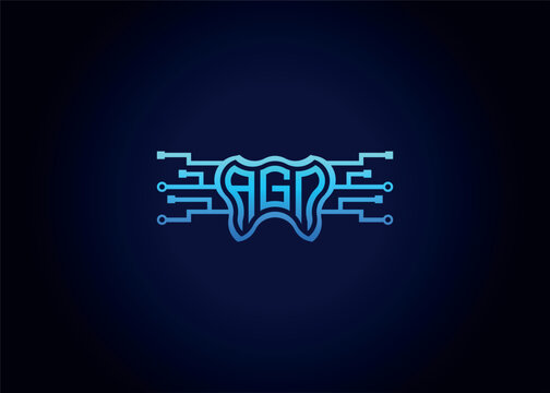Letter AGN Modern Technology Vector Monogram Dental care shape Logo