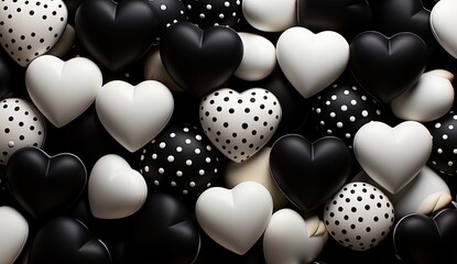 Black and white hearts, Valentine day special. Created with Ai