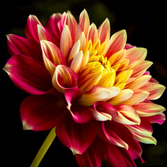 Fototapeta premium A painting of a... Velvet Kiss Unveiling Petals of Dawn, Moonlight Sonata in Dewdrop Diamonds, Sun-Kissed Symphony in Crimson Embrace, Woven Silks Unfurling Dreams of Spring, Whispers of Eden