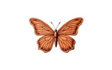 Mini Wooden Butterfly Display Isolated on Transparent Background PNG.