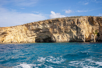 Fototapeta na wymiar Blue lagoon on Comino Island Malta