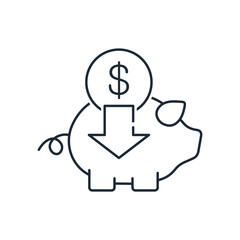 Obraz premium Make financial savings. Vector linear icon illustration isolated on white background.
