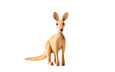Mini Wooden Kangaroo Display Isolated on Transparent Background PNG.