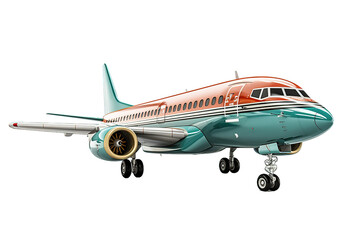 new passenger plane right side view travel concept 3d render isolated on a Transparent background. Generative AI