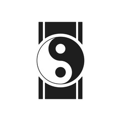 Y2k yin yang symbol oriental culture harmony balance unity monochrome line retro groovy icon vector
