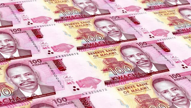 Malawi Malawian Kwacha 100 Banknotes Money Printing House, Printing One Hundred Malawian Kwacha, Printing Press Machine Print out Malawian Kwacha, Being printed by currency press machine