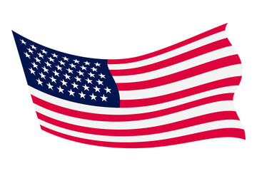Waving flag. American flag on white background. National flag waving symbol. Banner design element