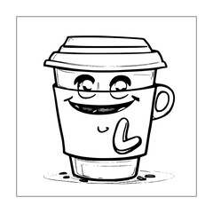 sketch of coffee cartoon mascot