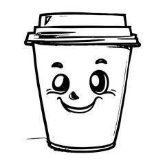 sketch of coffee cartoon mascot