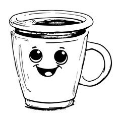 sketch of coffee cartoon mascot