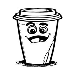 sketch of coffee cartoon mascot
