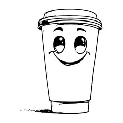 sketch of coffee cartoon mascot