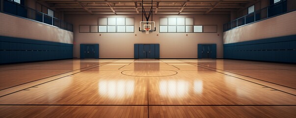 Empty basketball game court background Generative AI