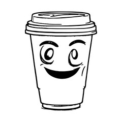 sketch of coffee cartoon mascot